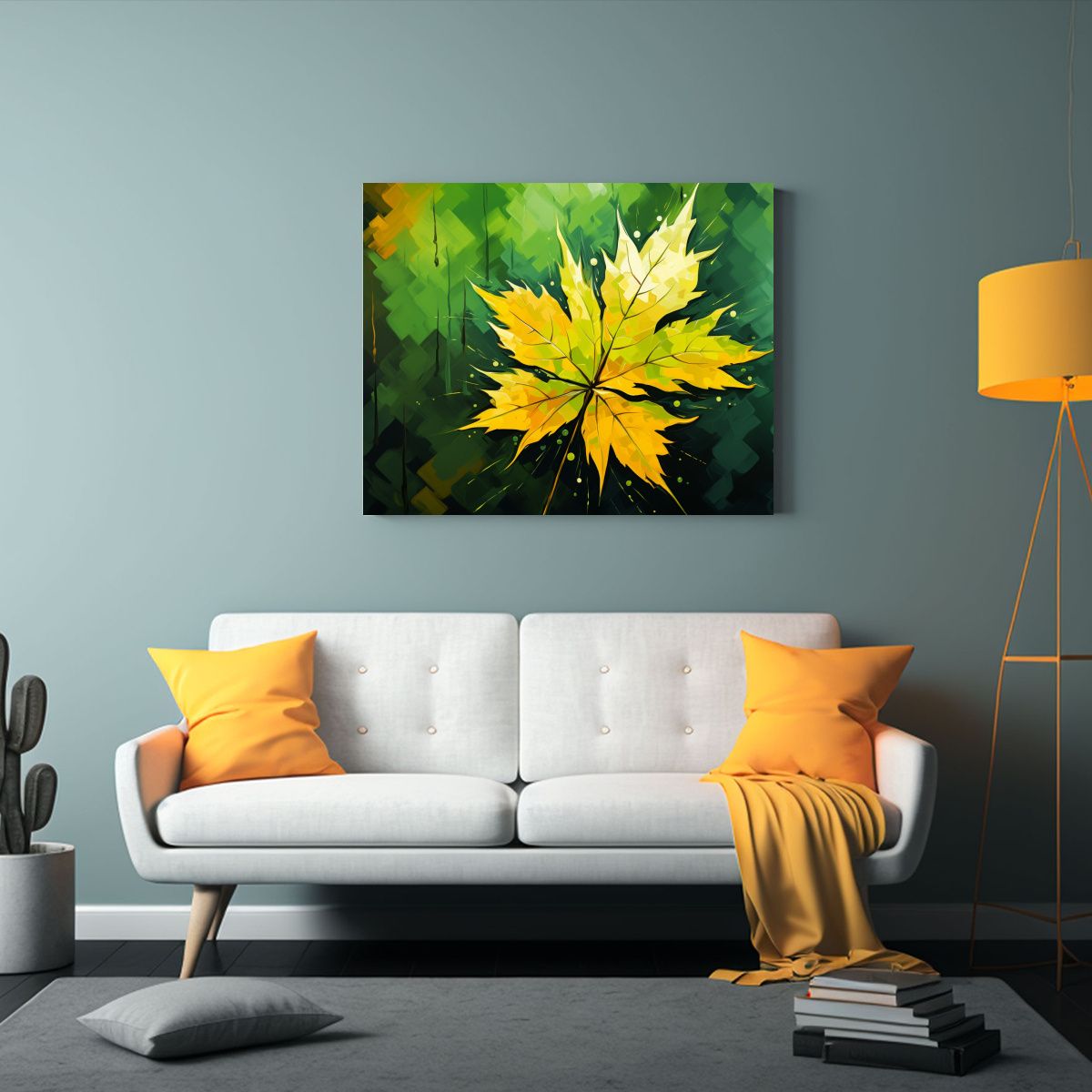 GENERICO - Pinturas De Decoración De Baño Con Hojas De Arce En Amaril 120x80cm