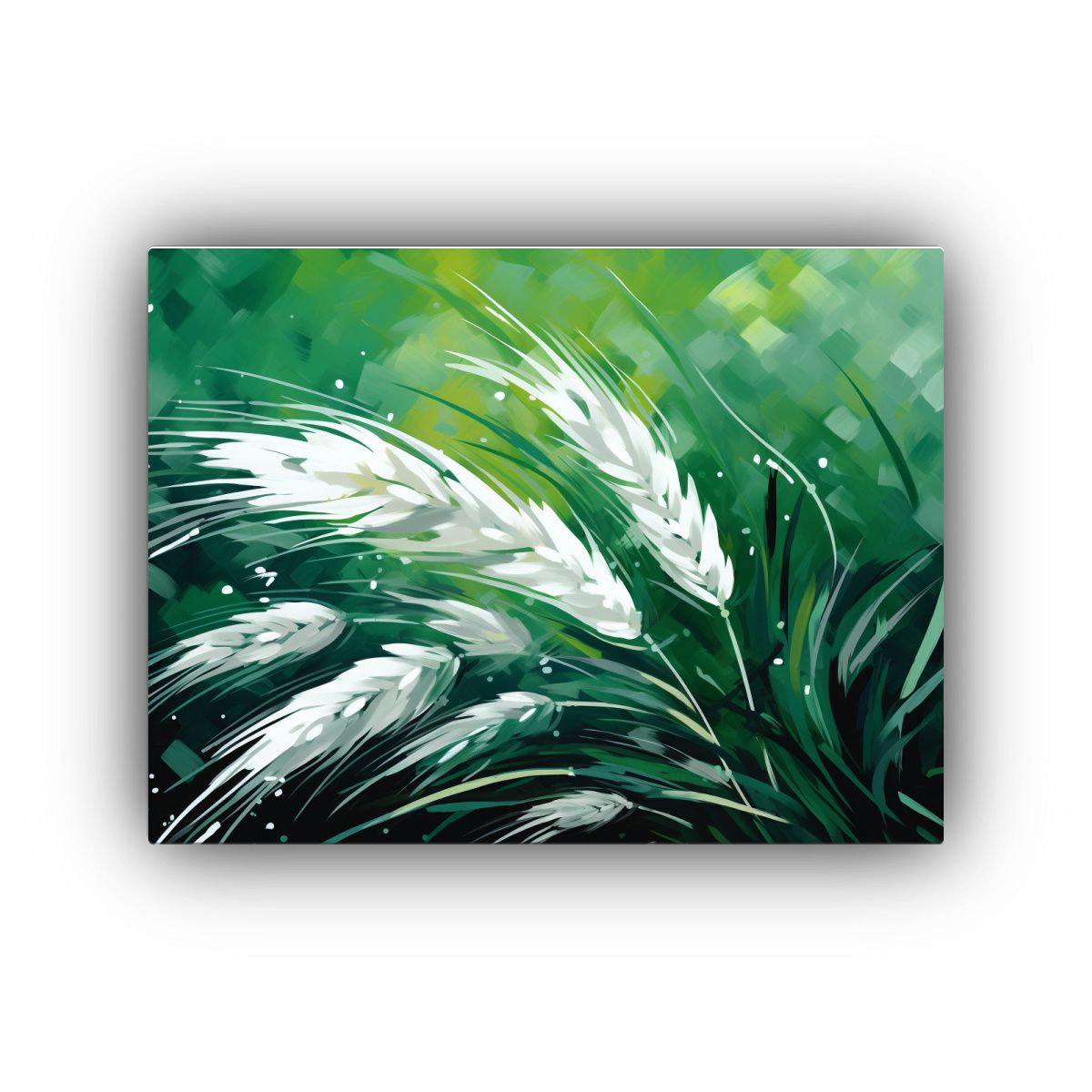 GENERICO - Cuadro De Trigo Verde Y Blanco En Atmosfera Neonoir 120x80cm