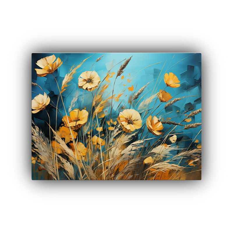 GENERICO - Pinturas Decorativas De Grano De Centeno En Turquesa Y Oro C 120x80cm