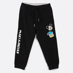DISNEY - Pantalon de Buzo Niño Mickey y Donald Negro