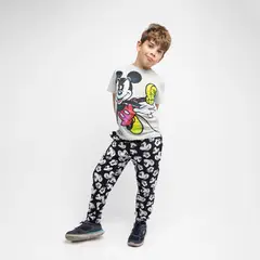 DISNEY - Polera Manga Corta Niño Personaje Mickey Gris