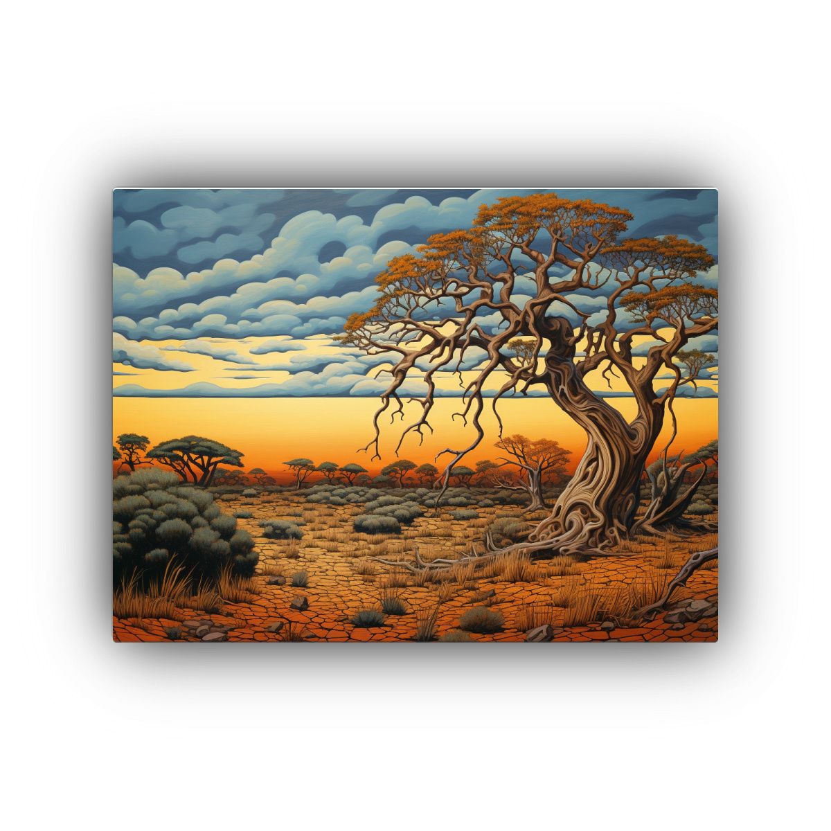 GENERICO - Pintura Abstracta Detallada De árbol En Sabana Y Desierto 120x80cm