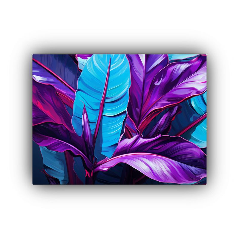 GENERICO - Pintura Decorativa Hojas De Heliconia En Colores Púrpura Y 120x80cm