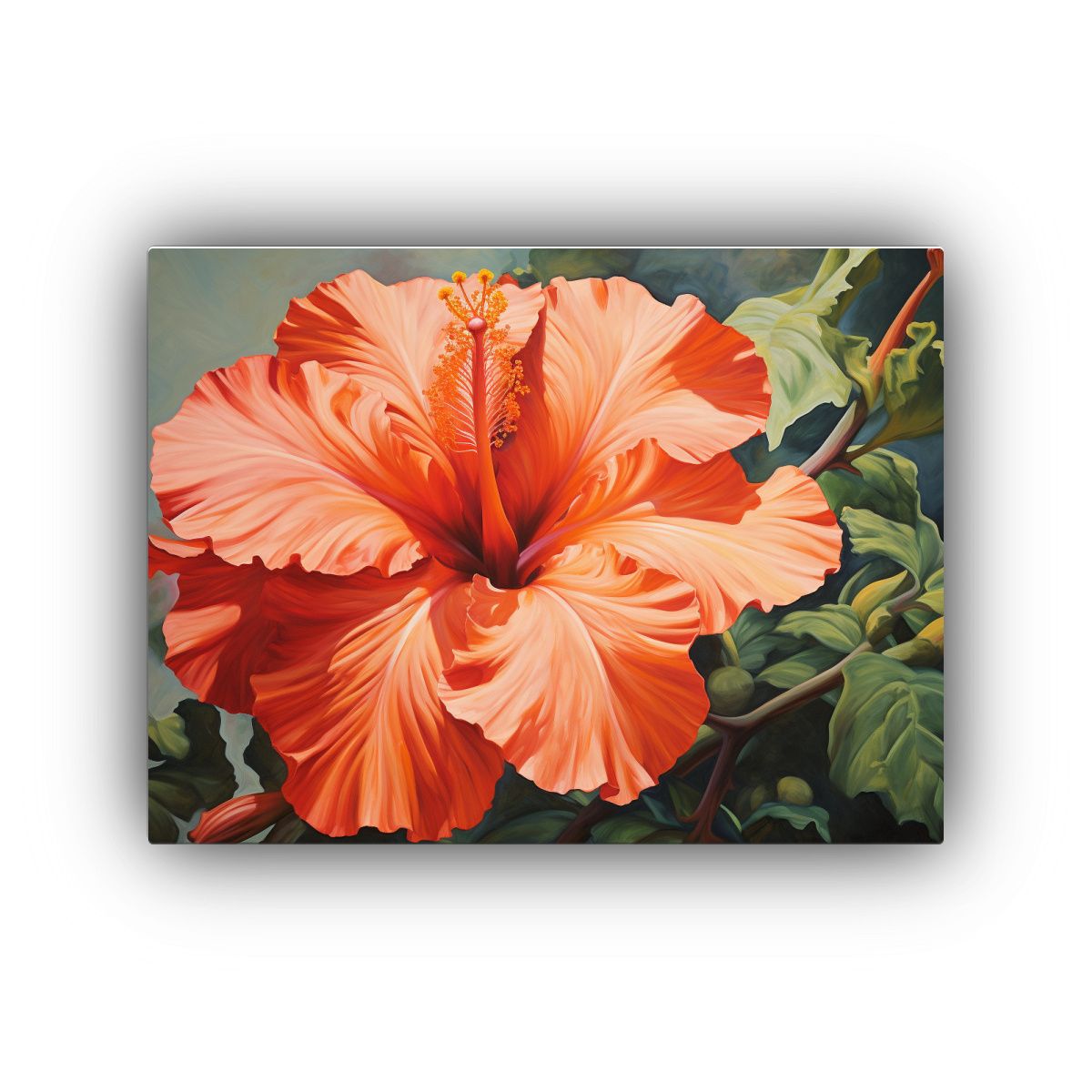 GENERICO - Cuadro Abstracto Detallado De Flores Hibiscus En óleo 120x80cm