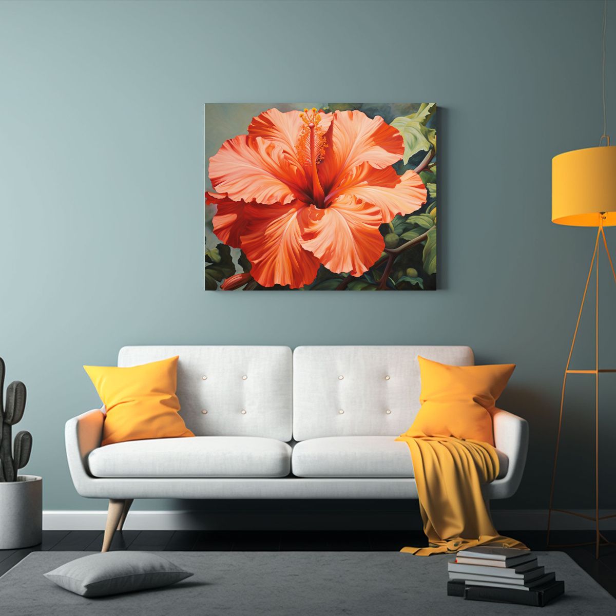 GENERICO - Cuadro Abstracto Detallado De Flores Hibiscus En óleo 120x80cm