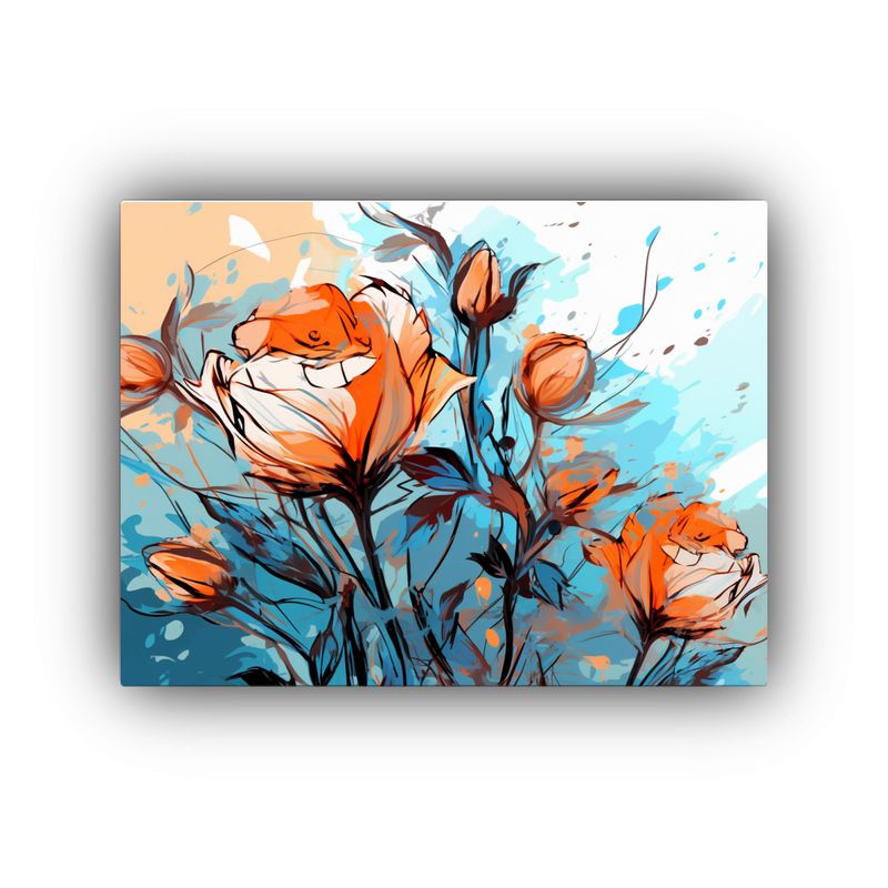 GENERICO - Pinturas Decorativas Innovadoras En Naranja Y Azul Con Estil 120x80cm