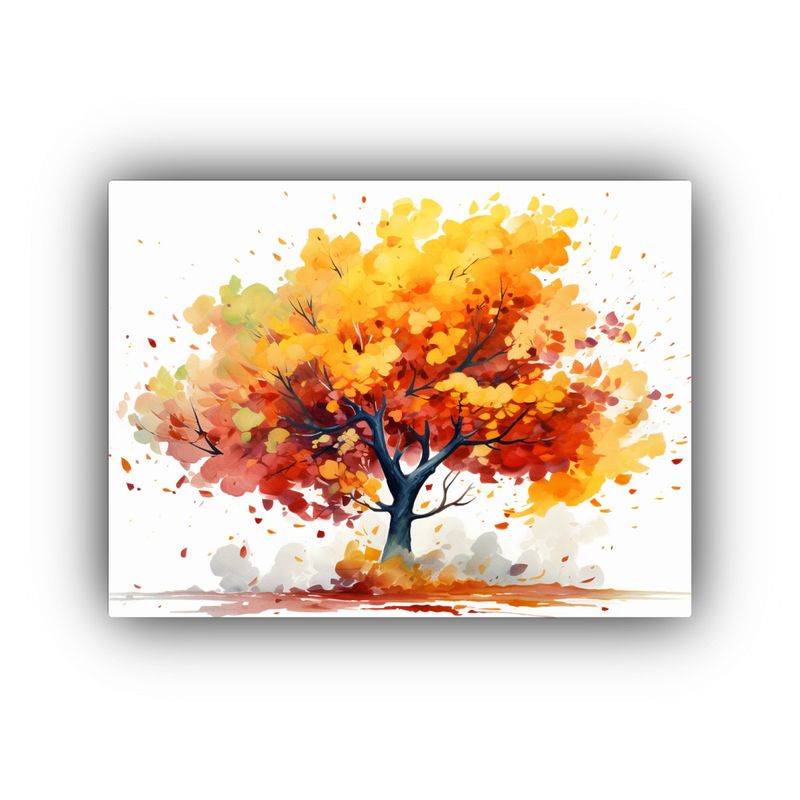 GENERICO - Cuadro Abstracto De Un árbol De Acebo Amarillo Y Rojo 120x80cm