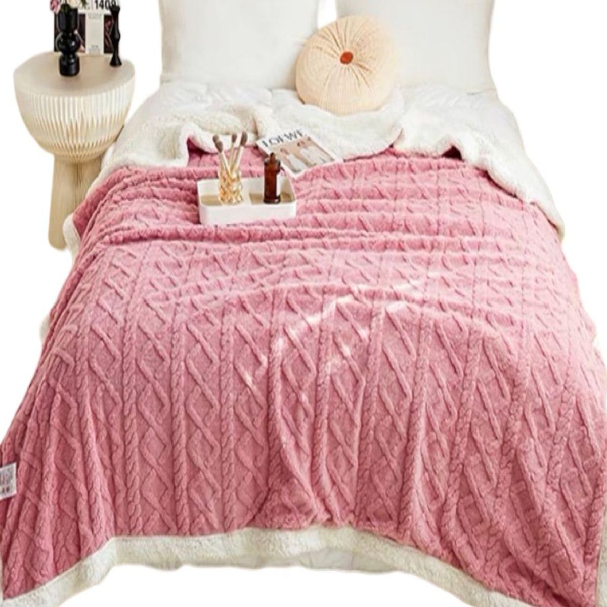 GENERICO - FRAZADA MANTA DE PLUSH Y SHERPA EXTRA SUAVES