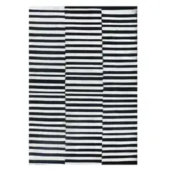 CONSORCIO PERSA - Alfombra de Lana blanco y negro,Kelim Stripe 2.90 x 2.00 mts.