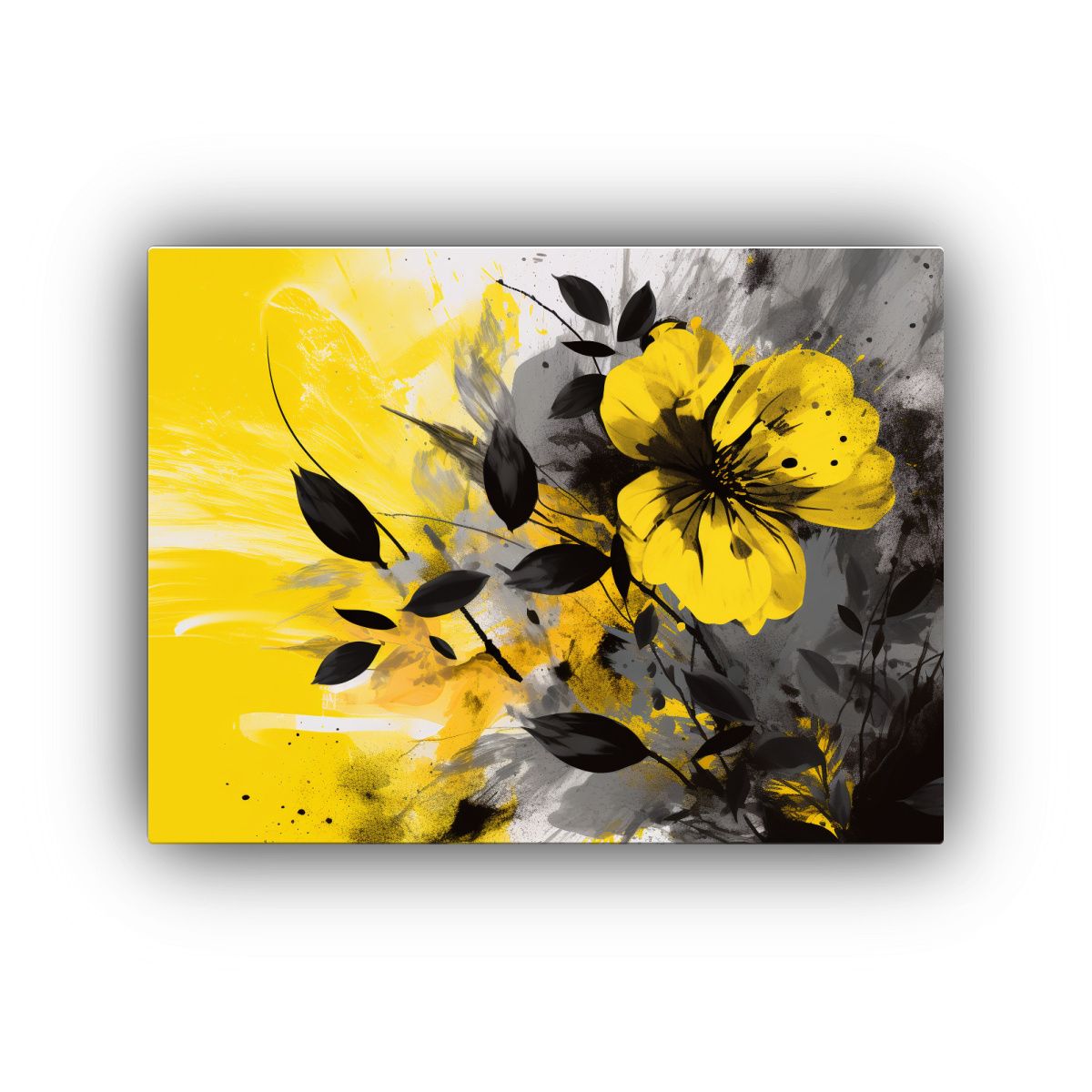 GENERICO - Pinturas Vintage Para Sala En Tonos Amarillo Y Negro Atmós 120x80cm