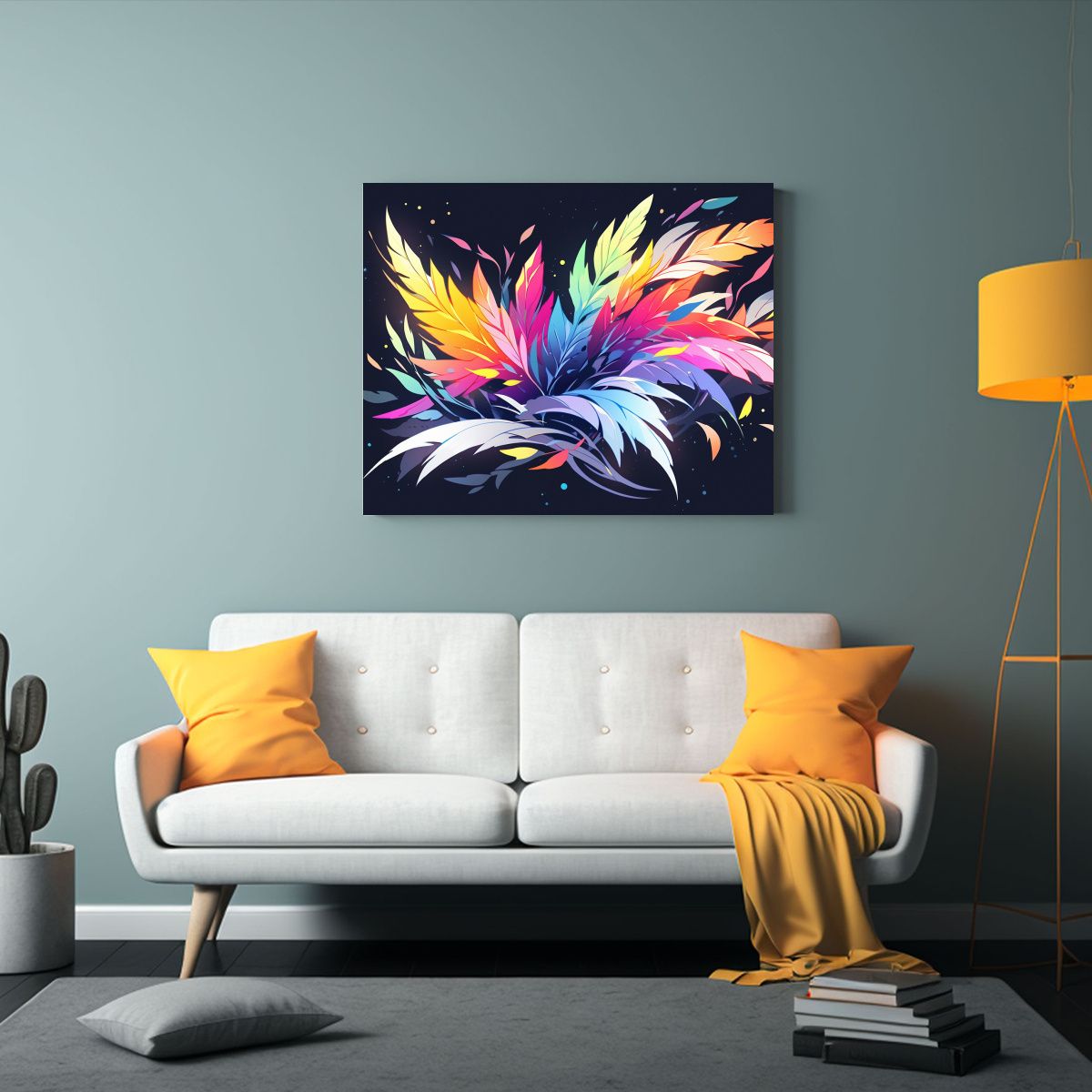 GENERICO - Pinturas Decorativas Estilo Neonoir Con Estrellas Arcoíris  120x80cm