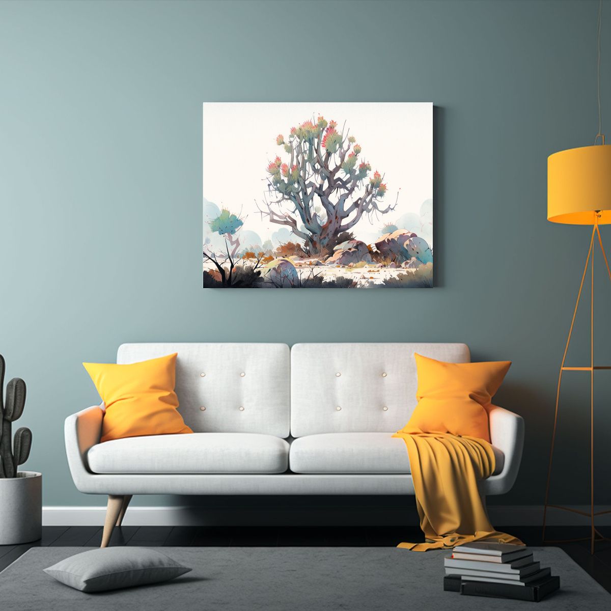GENERICO - Pintura Abstracta De Joshua Tree En Colores Vibrantes Con Co 120x80cm