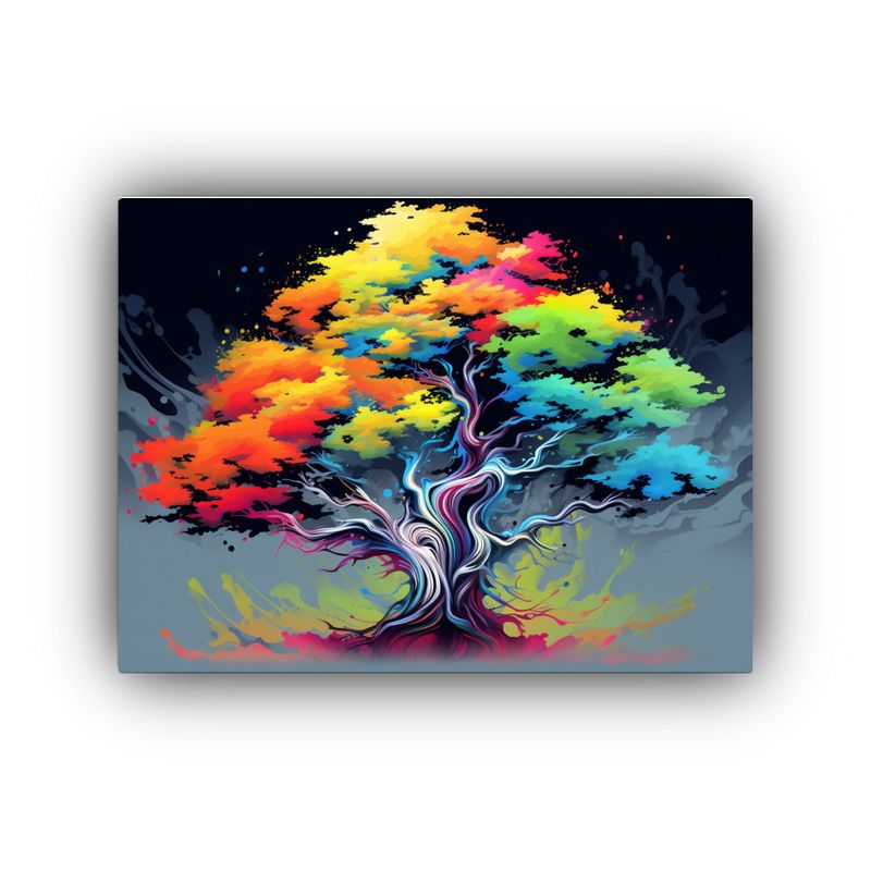 GENERICO - Pintura De Un árbol De Enebro En Colores Del Arcoíris Esti 120x80cm