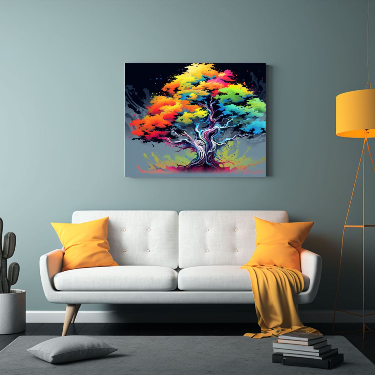GENERICO - Pintura De Un árbol De Enebro En Colores Del Arcoíris Esti 120x80cm