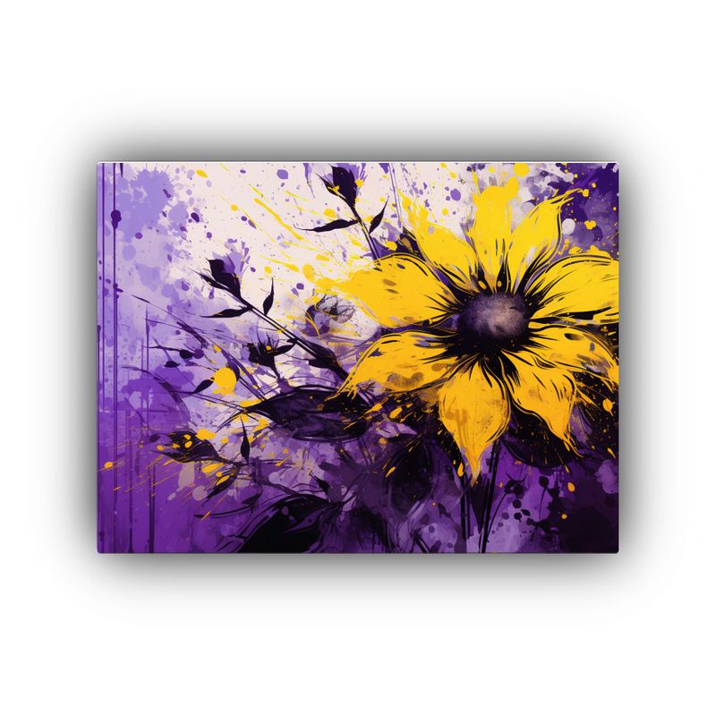 GENERICO - Cuadros Decorativos Amarillo Y Morado Para Salón Con Atmós 120x80cm