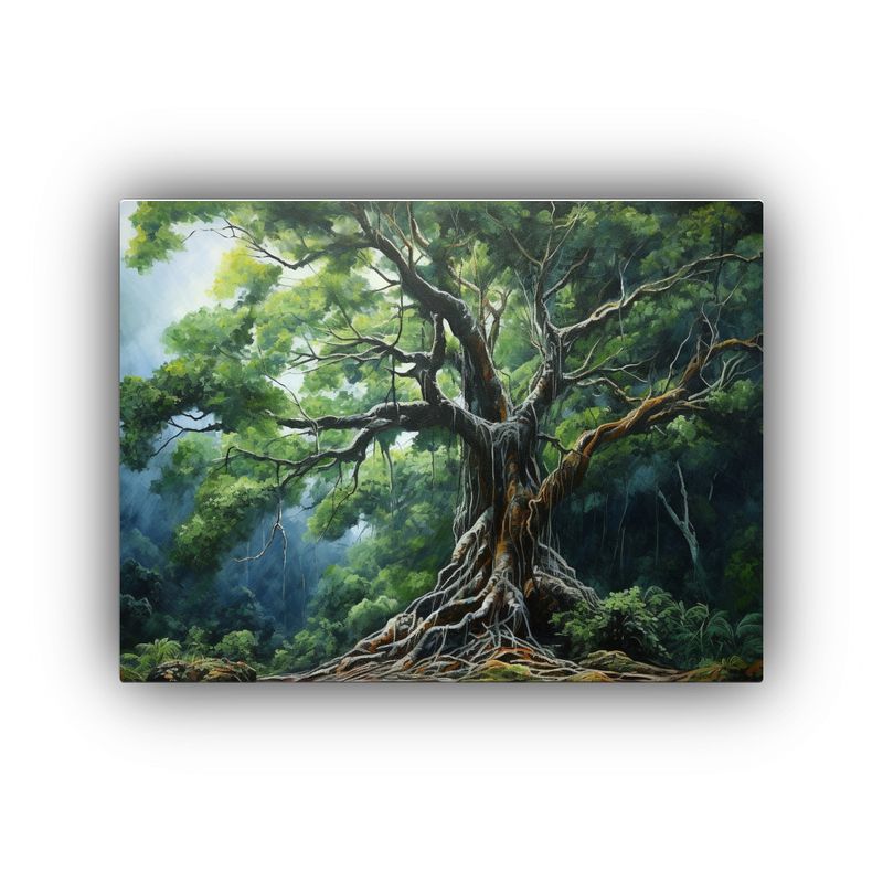GENERICO - Pintura Abstracta Detallada En óleo De Un árbol Kauri En L 120x80cm