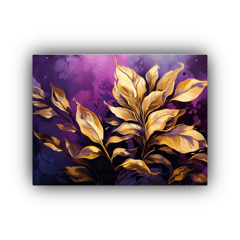 GENERICO - Pinturas Decorativas De Albahaca En Tonos Púrpura Y Dorado  120x80cm
