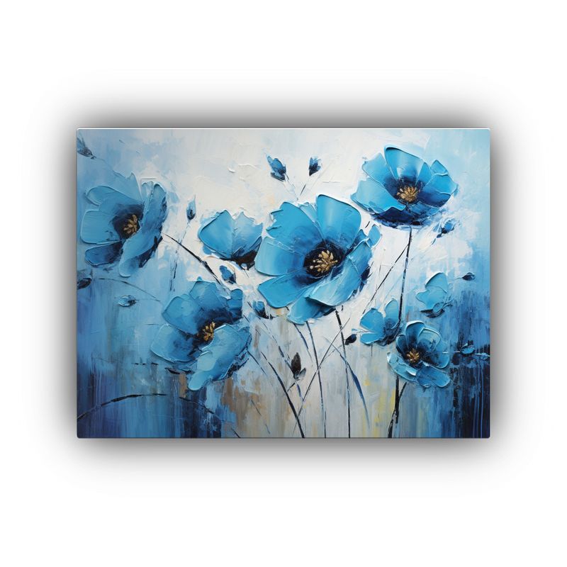 GENERICO - Pintura En Lienzo De Flores En Colores Negro Y Azul En Dise 120x80cm