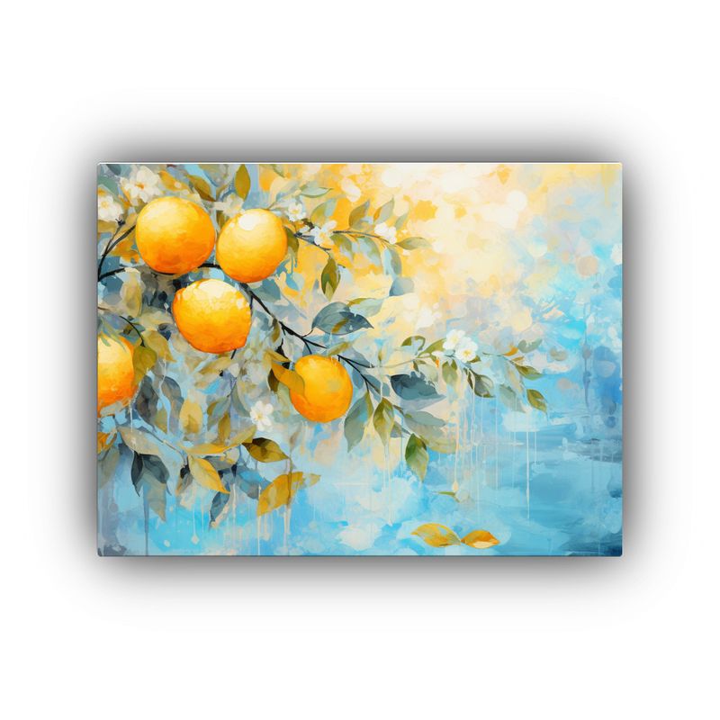 GENERICO - Pintura Abstracta De Limonero En Naranja Y Azul Para Decorac 120x80cm