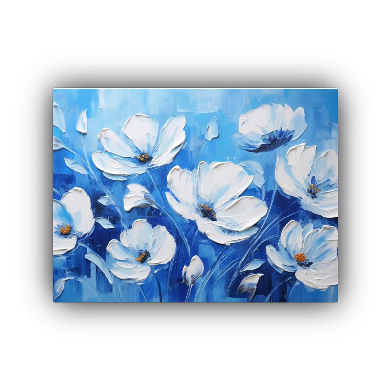 GENERICO - Pintura Floral En Lienzo Estilo Protagonismo Azul Colores Na 120x80cm