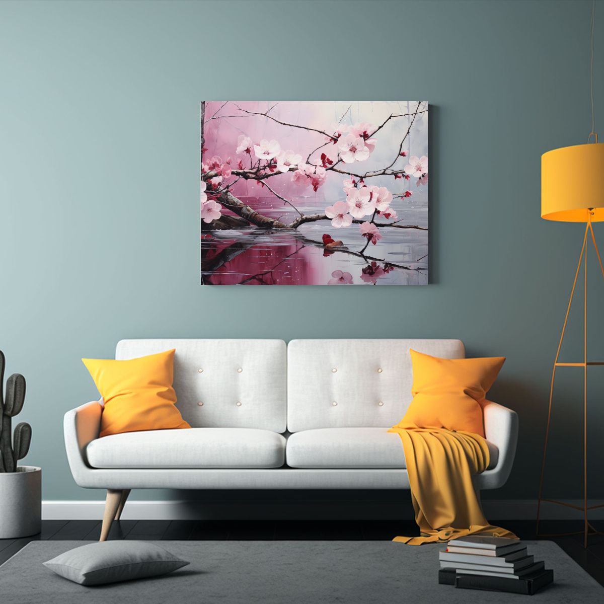 GENERICO - Pintura Abstracta De Un Abedul En Colores Negro Y Rosa 120x80cm