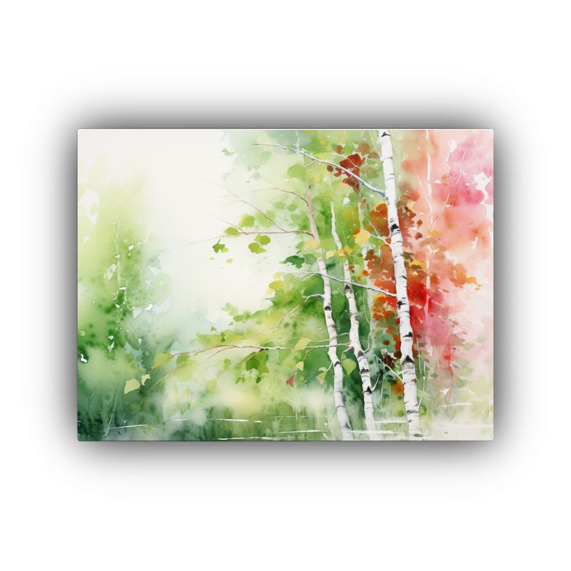 GENERICO - Pintura Abstracta De árbol De Abedul En Colores Verde Y Roj 120x80cm