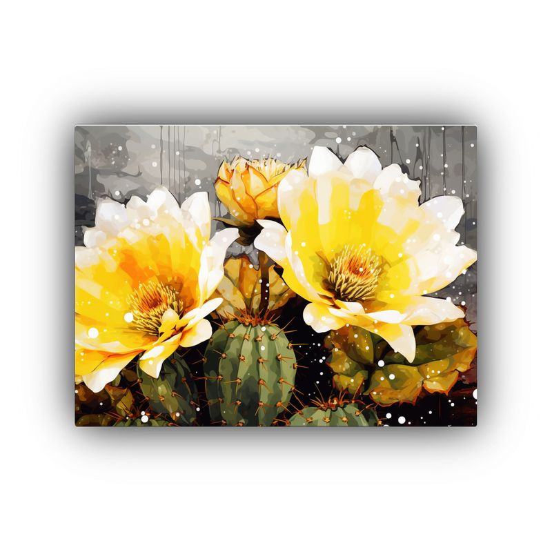 GENERICO - Cuadro Decorativo Tela Con Cactus En Amarillo Y Blanco Estil 120x80cm