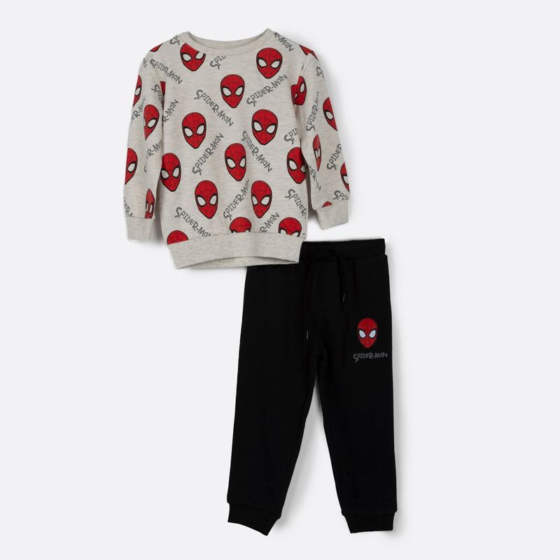 MARVEL - Buzo Niño Spiderman Caras Gris Marvel
