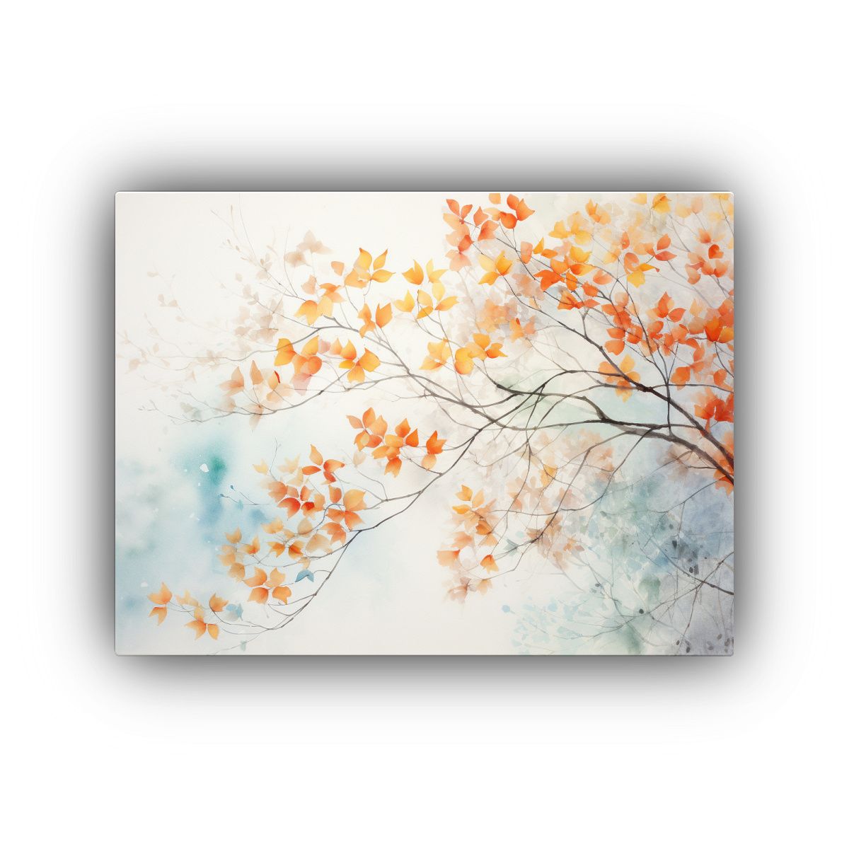 GENERICO - Pintura Abstracta En Acuarela De árboles De Arce En Tonos S 120x80cm