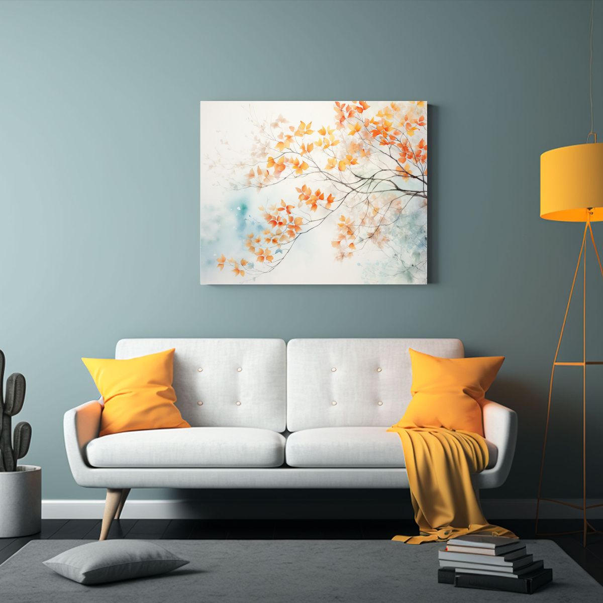 GENERICO - Pintura Abstracta En Acuarela De árboles De Arce En Tonos S 120x80cm