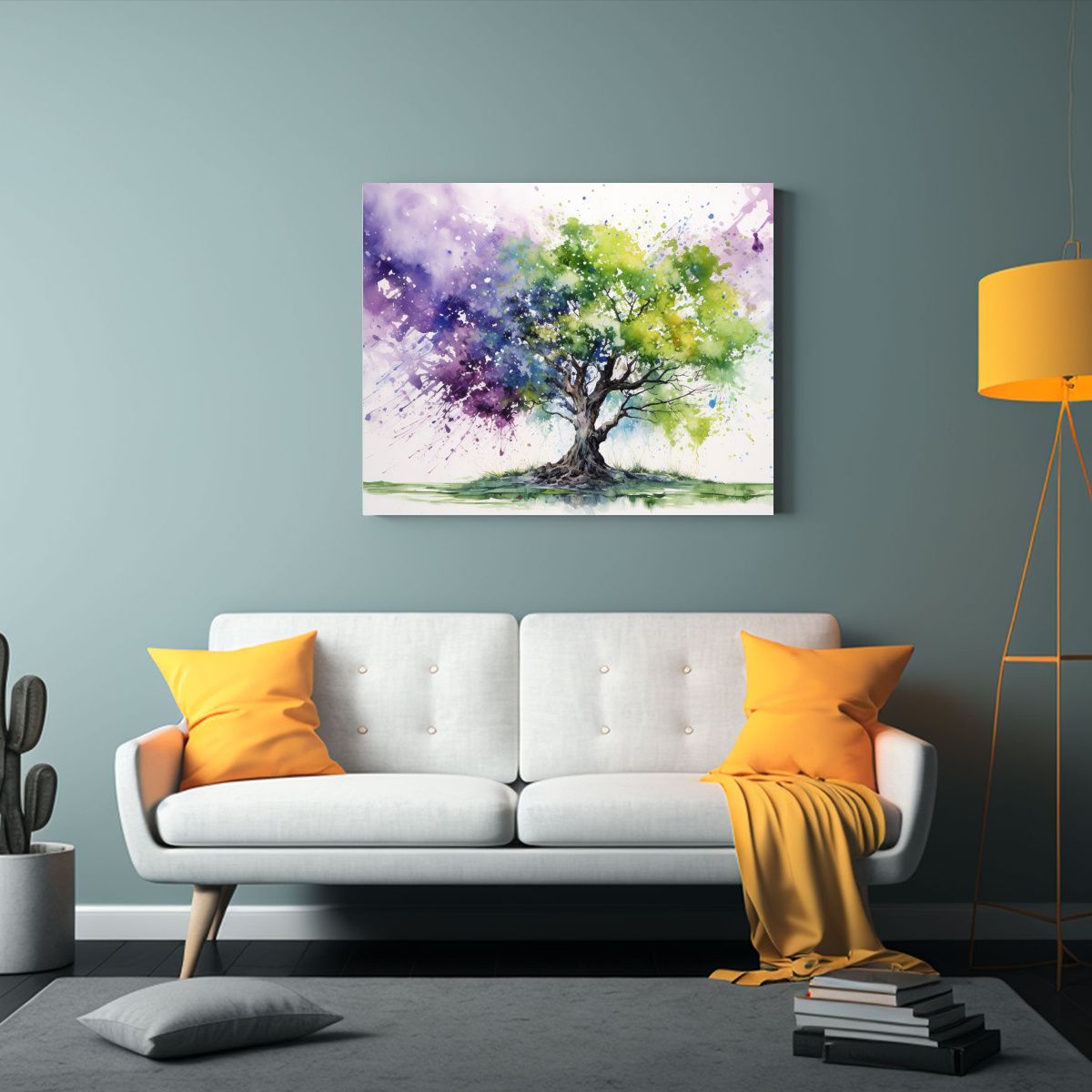 GENERICO - Pintura Abstracta Llamativa Del árbol De Algodón En Verde  120x80cm