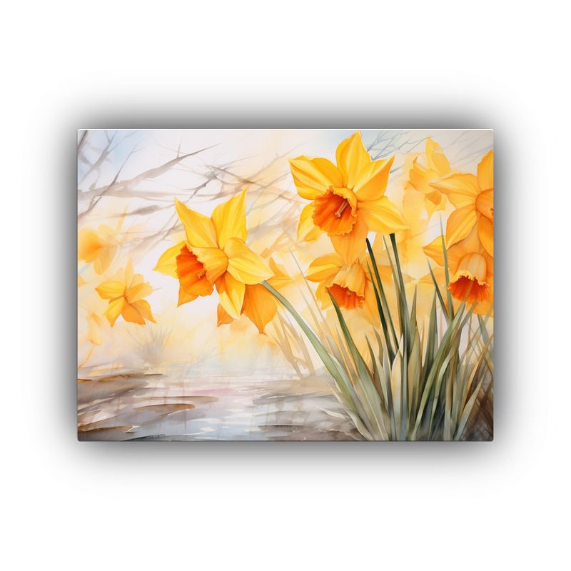 GENERICO - Cuadro Impreso Armonía Flores Narcisos Colores Naranja Abst 120x80cm