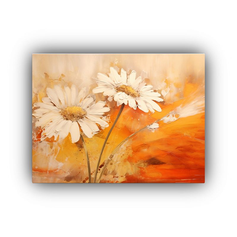 GENERICO - Cuadros Abstractos Con Flores De Margaritas En Colores Naran 120x80cm