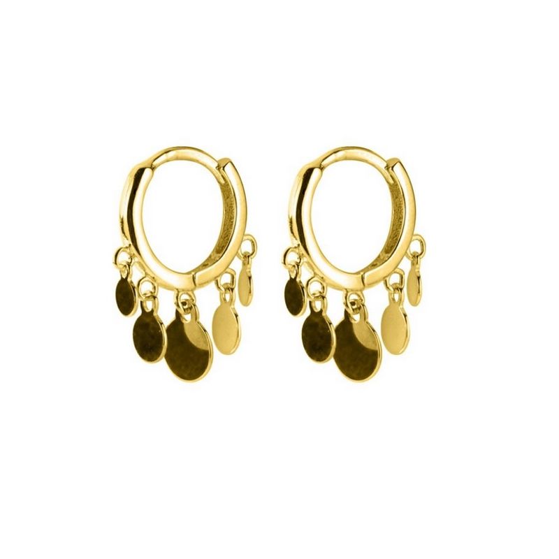ELBAULDEJUMA - Argollas huggies Lentejuelas Plata fina Chapado En Oro 18k.-
