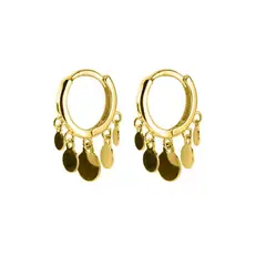 ELBAULDEJUMA - Argollas huggies Lentejuelas Plata fina Chapado En Oro 18k.-