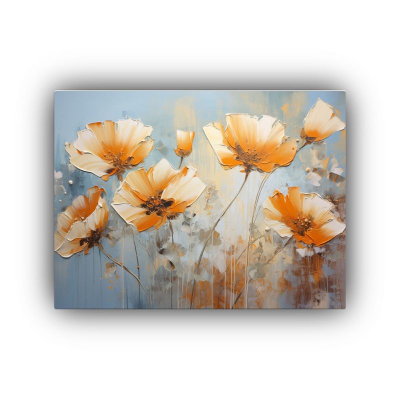 GENERICO - Cuadro Floral Espectacular En Tonos Naranja Y Dorado Para De 120x80cm