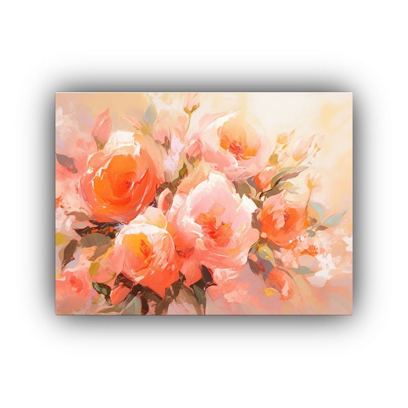 GENERICO - Pintura De Flores En Lienzo En Colores Naranja Y Rosa Para D 120x80cm