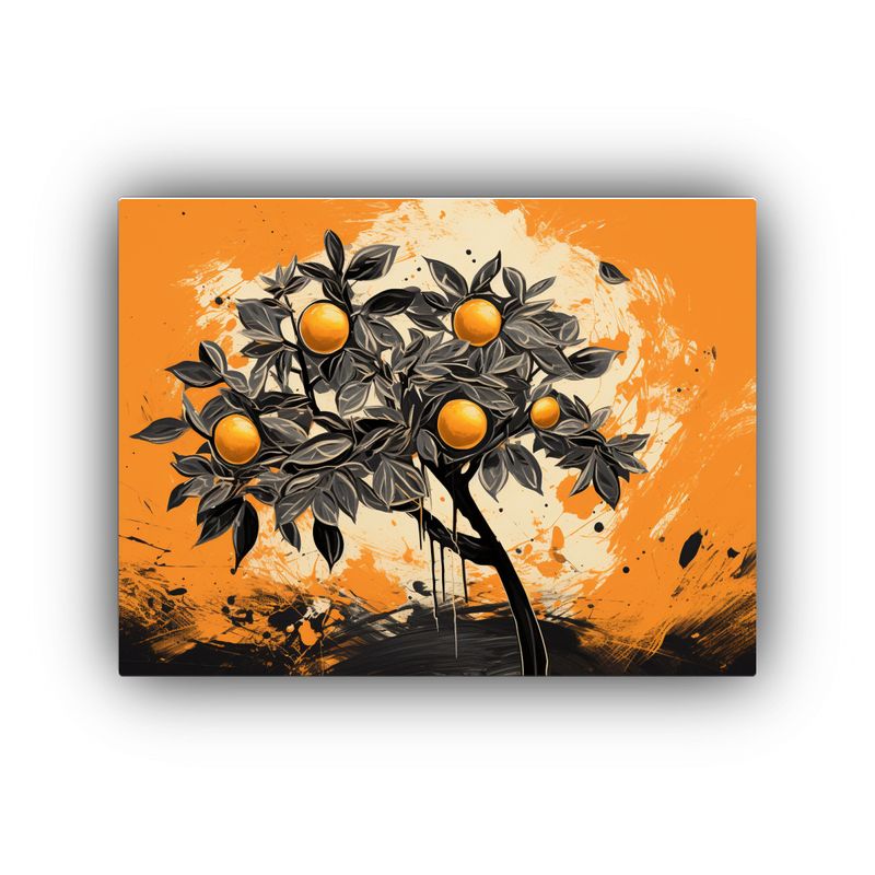 GENERICO - Cuadros De Salón En Colores Naranja Y Negro Con Atmosfera N 120x80cm