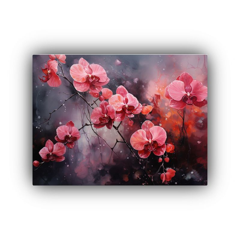 GENERICO - Pintura Abstracta De Orquídeas Rojas Y Negras Para Decorar  120x80cm