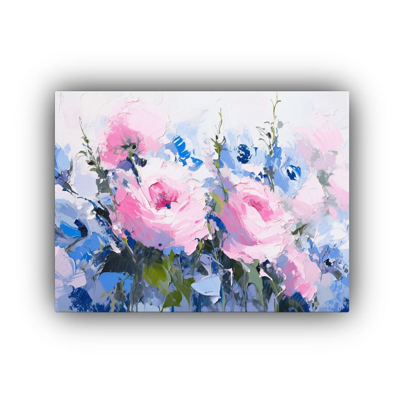 GENERICO - Pintura De Flores Mágicas En Rosa Y Azul Sobre Lienzo Decor 120x80cm
