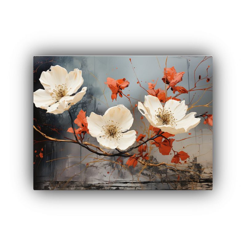 GENERICO - Pintura Abstracta Innovadora De Amapolas Blancas Y Negras 120x80cm