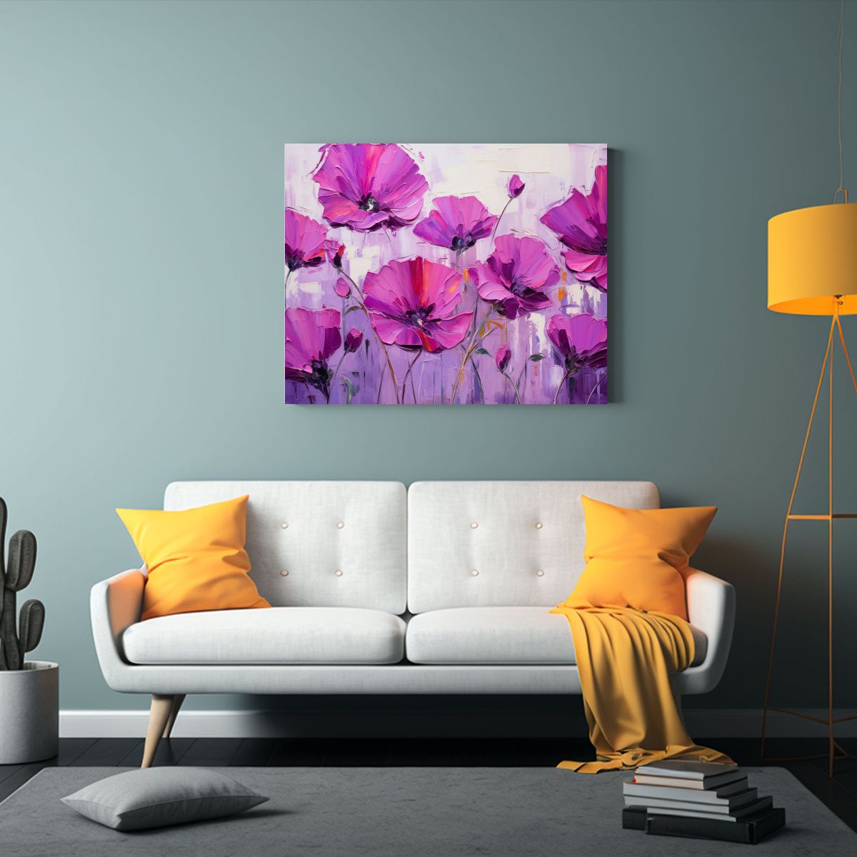 GENERICO - Pintura En Lienzo De Flores Púrpuras Y Magentas Para Decora 120x80cm