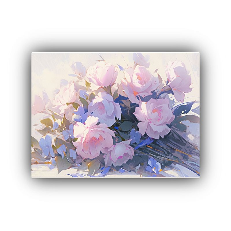 GENERICO - Cuadro Floral Púrpura Y Rosa En Lienzo Para Decoración 120x80cm