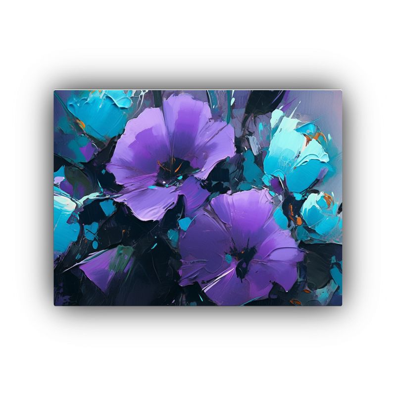 GENERICO - Pintura En Lienzo De Flores Púrpuras Y Turquesas En Arte Mo 120x80cm