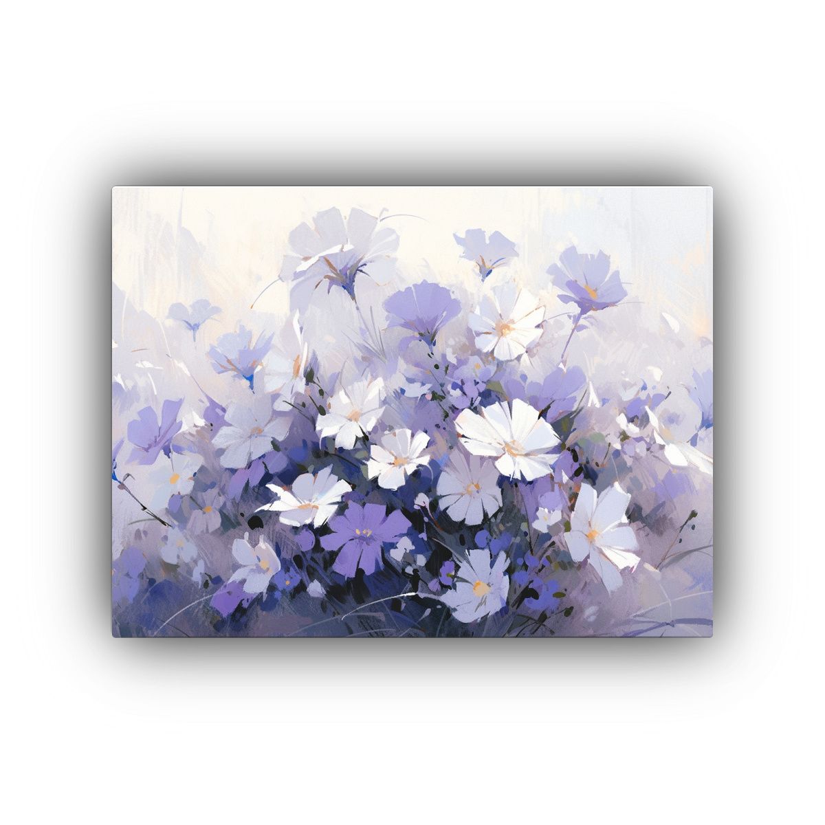 GENERICO - Cuadro De Flores En Púrpura Y Blanco Para Sala Arte De Par 120x80cm