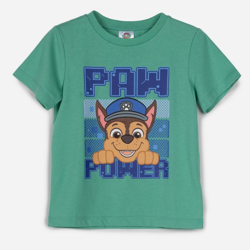 PAW PATROL - Polera Manga Corta Niño Brillante Verde Paw Patrol