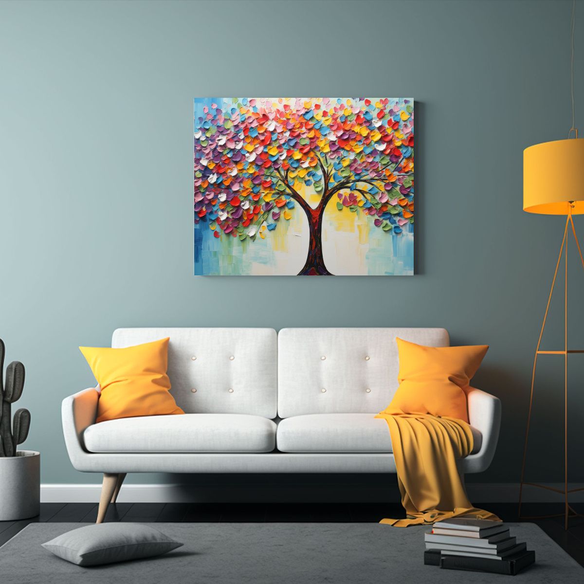 GENERICO - Pintura En Lienzo De Lindas Flores De Tilo Arcoíris Con Est 120x80cm