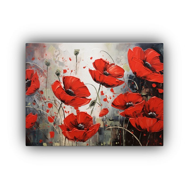 GENERICO - Cuadro De Flores Clásicas En Lienzo En Colores Rojo Y Negro 120x80cm