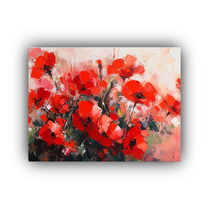 GENERICO - Pintura De Flores Rojas Y Rosas En Lienzo Para Decoración 120x80cm
