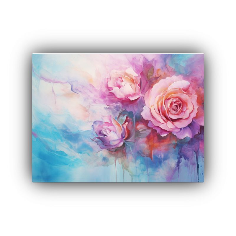 GENERICO - Pintura Abstracta De Rosas En Colores Rosa Y Turquesa Para D 120x80cm